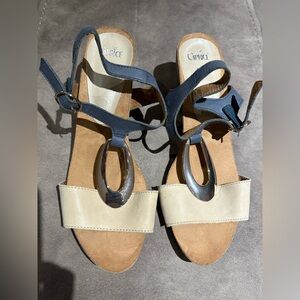 Beige and Black Women's Sandals